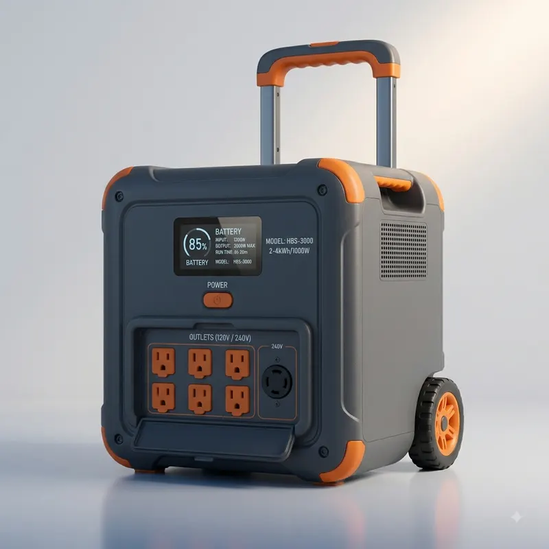 Illustrative render of a large home backup battery